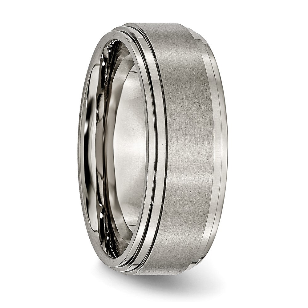 Chisel Titanium Brushed Center 8mm Double Step Ridged Edge Band
