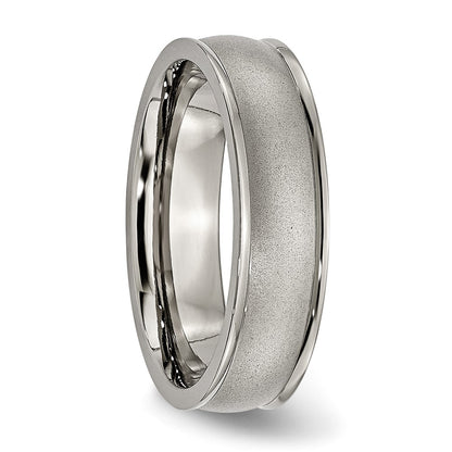 Chisel Titanium Brushed Center 6mm Ridged Edge Band
