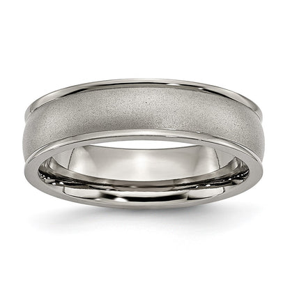 Chisel Titanium Brushed Center 6mm Ridged Edge Band