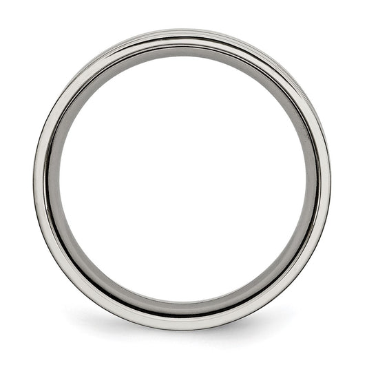 Chisel Titanium Polished X-Design 6mm Grooved Flat Band