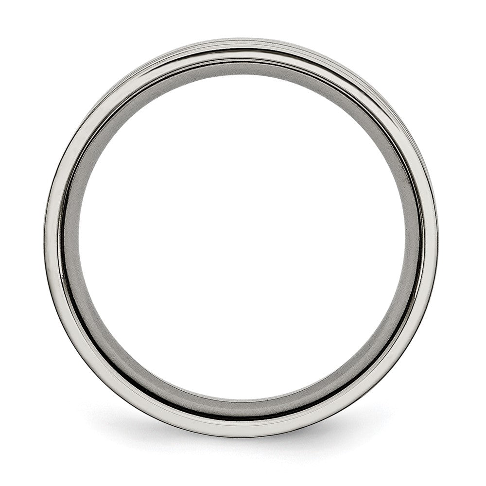 Chisel Titanium Polished X-Design 6mm Grooved Flat Band