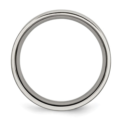 Chisel Titanium Polished X-Design 6mm Grooved Flat Band