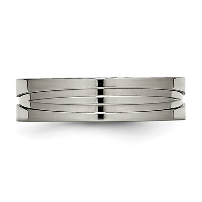 Chisel Titanium Polished X-Design 6mm Grooved Flat Band