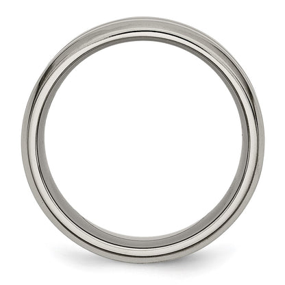 Chisel Titanium Brushed and Polished 8mm Grooved Beveled Edge Band
