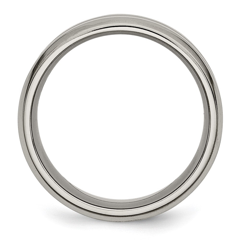 Chisel Titanium Brushed and Polished 8mm Grooved Beveled Edge Band