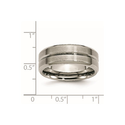 Titanium Grooved Beveled Edge 8mm Brushed and Polished Band