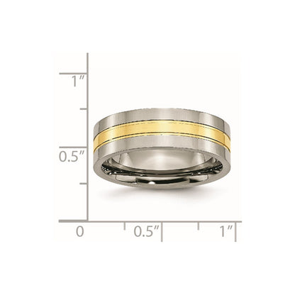 Chisel Titanium Polished Yellow IP-plated 7mm Grooved Band