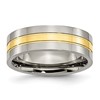Chisel Titanium Polished Yellow IP-plated 7mm Grooved Band