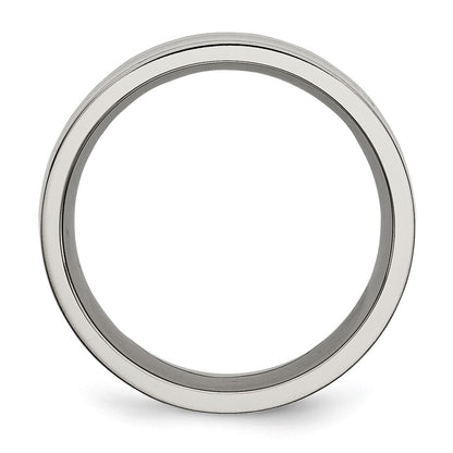 Chisel Titanium Polished with Black Carbon Fiber Inlay Flat 8mm Band