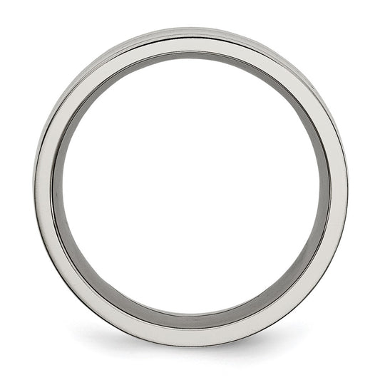 Chisel Titanium Polished with Black Carbon Fiber Inlay Flat 8mm Band