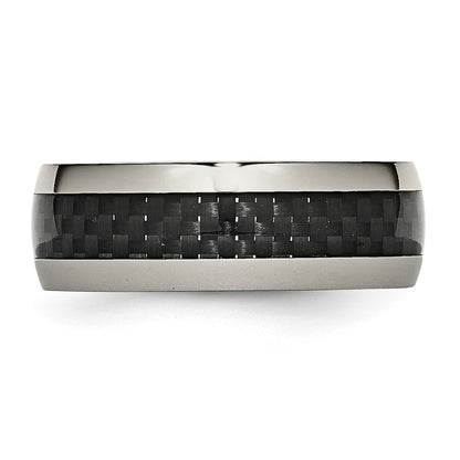 Titanium Polished w/Black Carbon Fiber Inlay 8mm Band