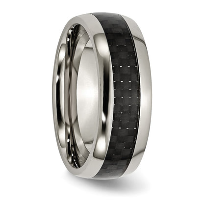 Titanium Polished w/Black Carbon Fiber Inlay 8mm Band