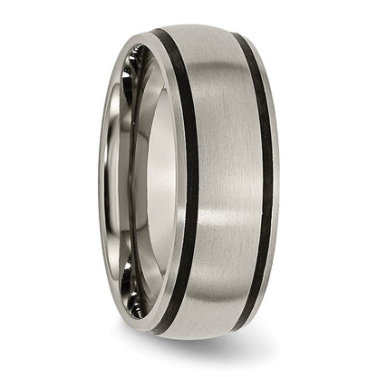 Chisel Titanium Brushed with Black Rubber 8mm Band