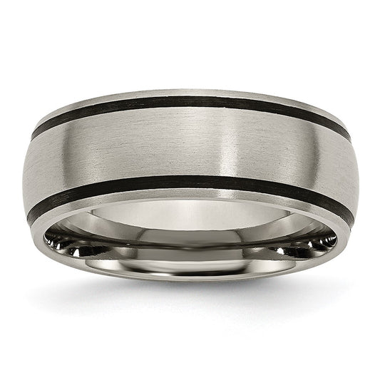 Chisel Titanium Brushed with Black Rubber 8mm Band
