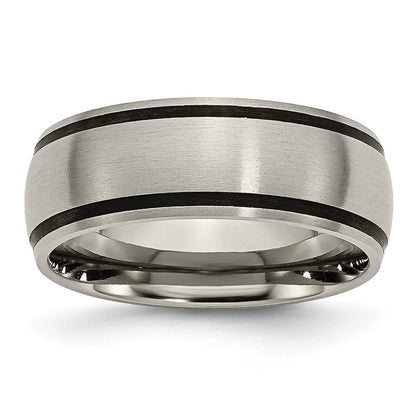 Chisel Titanium Brushed with Black Rubber 8mm Band