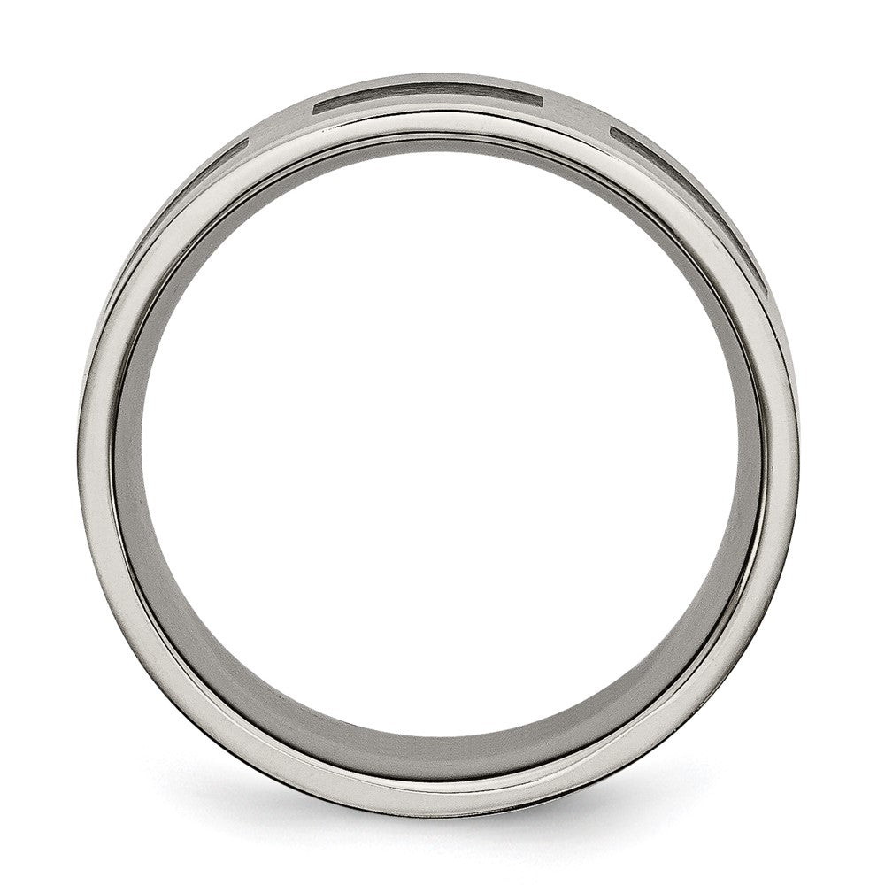 Chisel Titanium Brushed with Black Rubber 8mm Flat Band