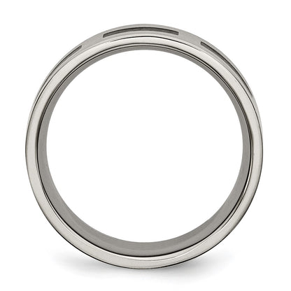 Chisel Titanium Brushed with Black Rubber 8mm Flat Band