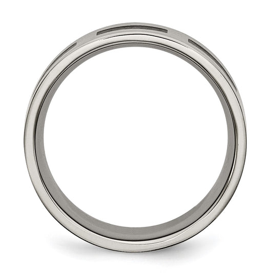 Chisel Titanium Brushed with Black Rubber 8mm Flat Band