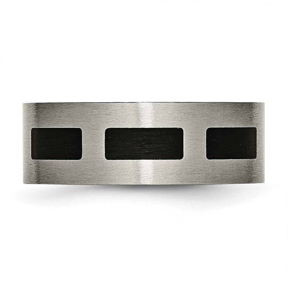 Chisel Titanium Brushed with Black Rubber 8mm Flat Band