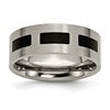 Chisel Titanium Brushed with Black Rubber 8mm Flat Band