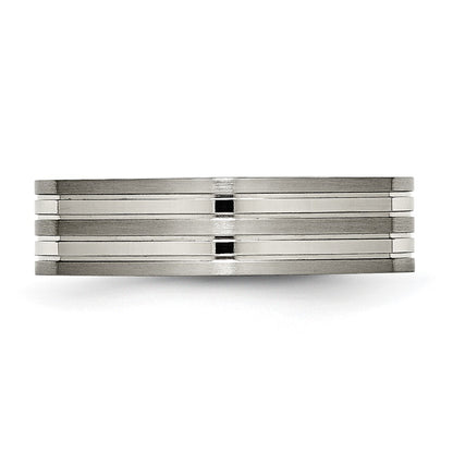 Chisel Titanium Brushed and Polished 6mm Grooved Band