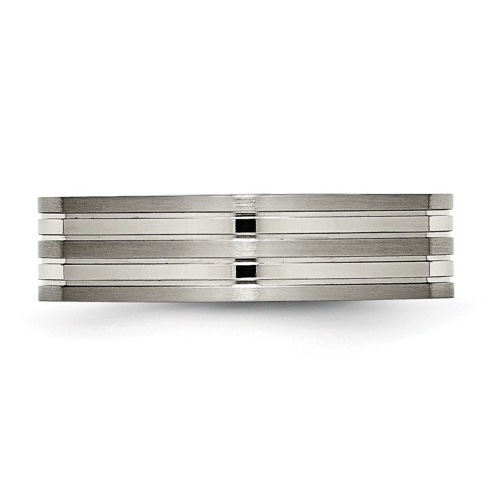 Chisel Titanium Brushed and Polished 6mm Grooved Band