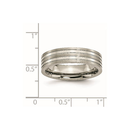 Chisel Titanium Brushed and Polished 6mm Grooved Band