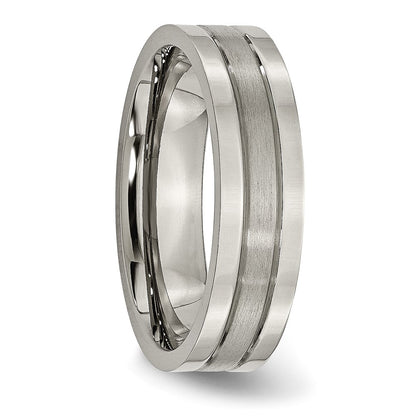 Chisel Titanium Brushed and Polished 6mm Grooved Band