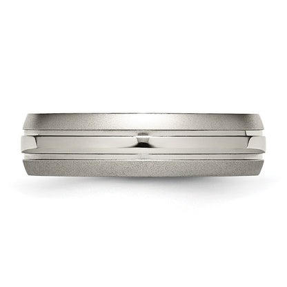 Chisel Titanium Brushed and Polished 6mm Grooved Band