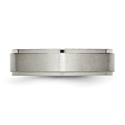 Chisel Titanium Brushed Center 6mm Ridged Edge Band