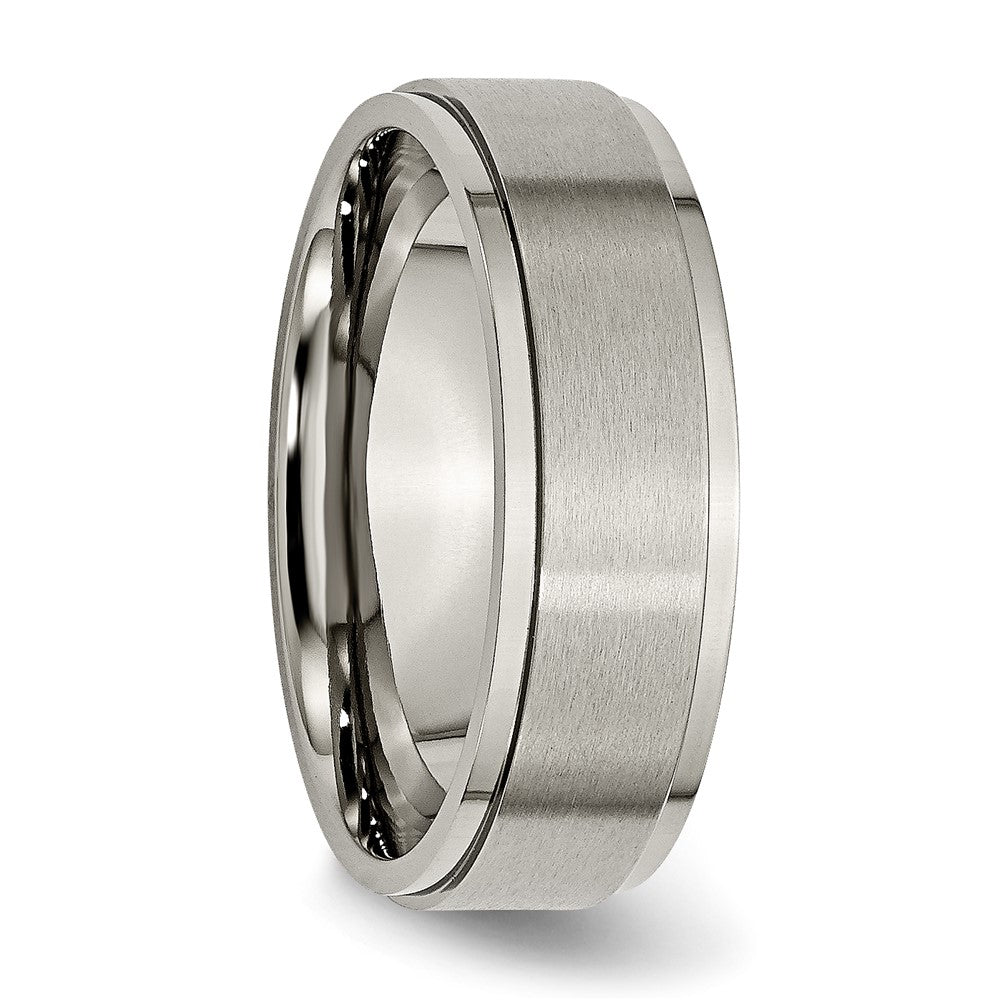 Chisel Titanium Brushed Center 7mm Ridged Edge Band