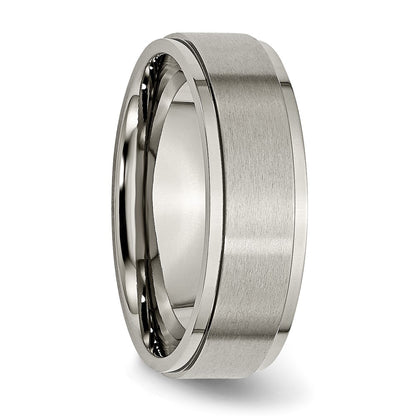 Chisel Titanium Brushed Center 7mm Ridged Edge Band