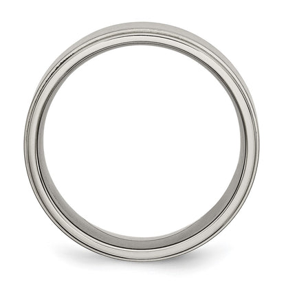 Chisel Titanium Brushed Center 8mm Ridged Edge Band