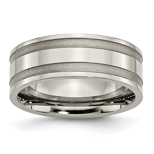 Chisel Titanium Brushed and Polished 8mm Grooved Band