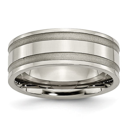 Chisel Titanium Brushed and Polished 8mm Grooved Band
