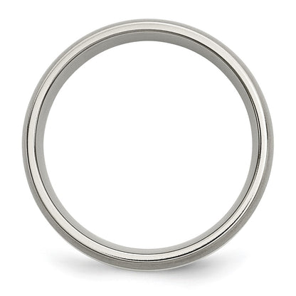 Chisel Titanium Brushed with Sterling Silver Inlay 6mm Band