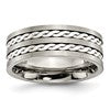 Chisel Titanium Antiqued and Brushed with Sterling Silver Braided Inlay 8mm Band