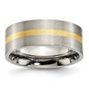 Chisel Titanium Brushed with 14k Gold Inlay 8mm Flat Band