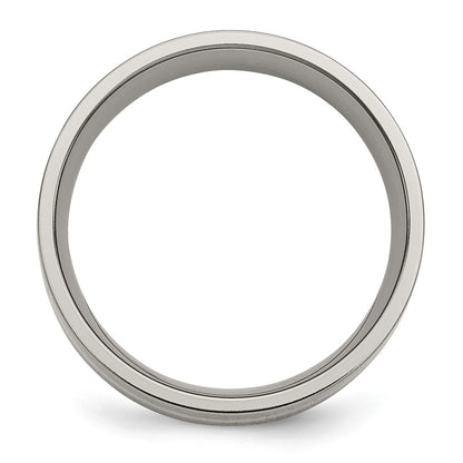 Chisel Titanium Polished with 14k Gold Inlay 8mm Flat Band