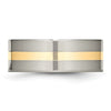 Chisel Titanium Polished with 14k Gold Inlay 8mm Flat Band