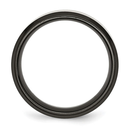 Chisel Titanium Brushed Center Black IP-plated 8mm Beveled Edge Band