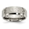 Chisel Titanium Polished and Hammered 8mm Beveled Edge Band