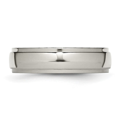 Chisel Titanium Polished 6mm Ridged Edge Band