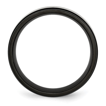 Chisel Titanium Brushed Center Black IP-plated 8mm Beveled Edge Band