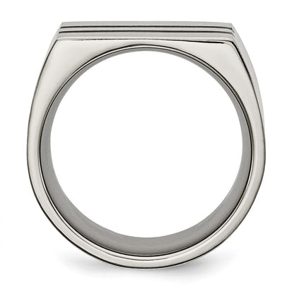 Chisel Titanium Brushed Black Enamel Stripes 10mm Band