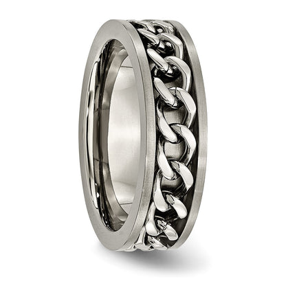 Chisel Titanium Brushed 7mm Chain Inlay Band