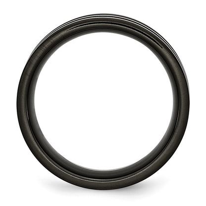 Chisel Titanium Polished Black IP-plated with Grey Carbon Fiber Inlay 8mm Band