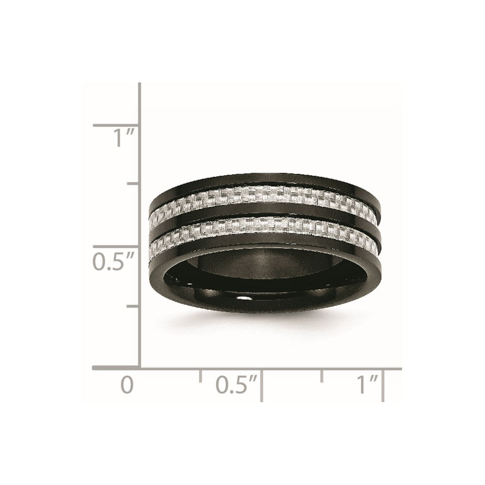 Chisel Titanium Polished Black IP-plated with Grey Carbon Fiber Inlay 8mm Band