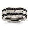 Chisel Titanium Brushed Black IP-plated Cable 1/20 Carat Diamond 10mm Band
