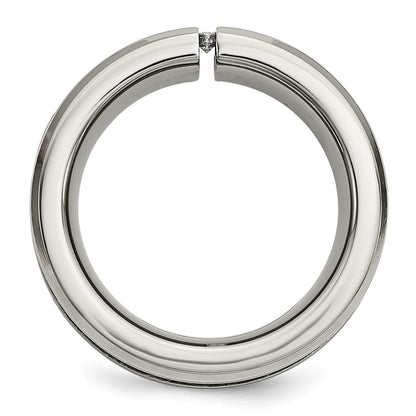 Chisel Titanium Brushed and Polished Black IP-plated Cable 1/20 Carat Diamond 10mm Band